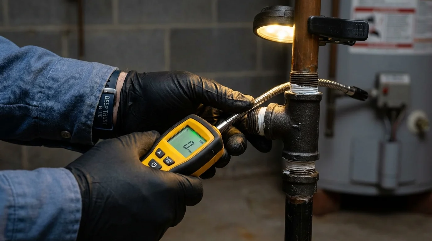 Gas leak detection with electronic sniffer by Johns Plumbing LLC in Lennox
