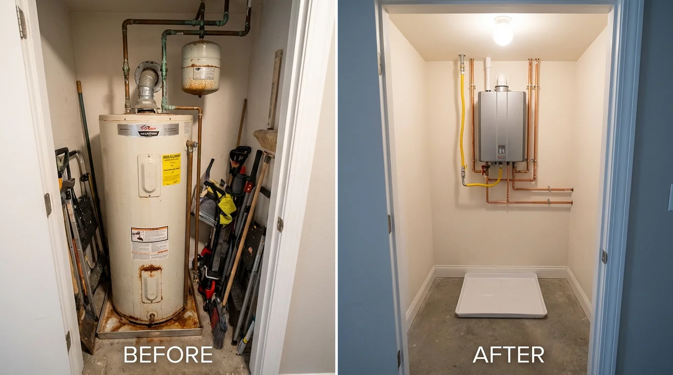 Tank water heater versus wall-mounted tankless unit comparison for Lennox, SD homeowners