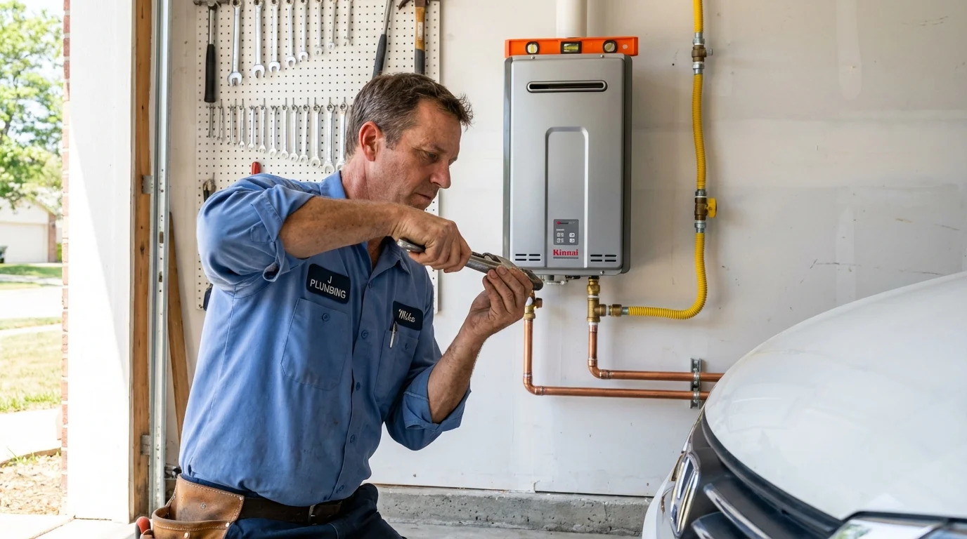 Tankless water heater installation by a Johns Plumbing LLC plumber in Lennox